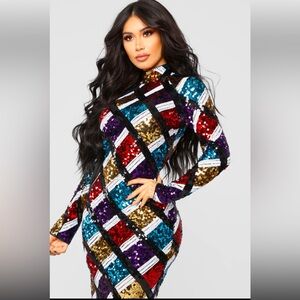 New 🆕 Glowin' Up Sequin Midi Dress - Black Multi